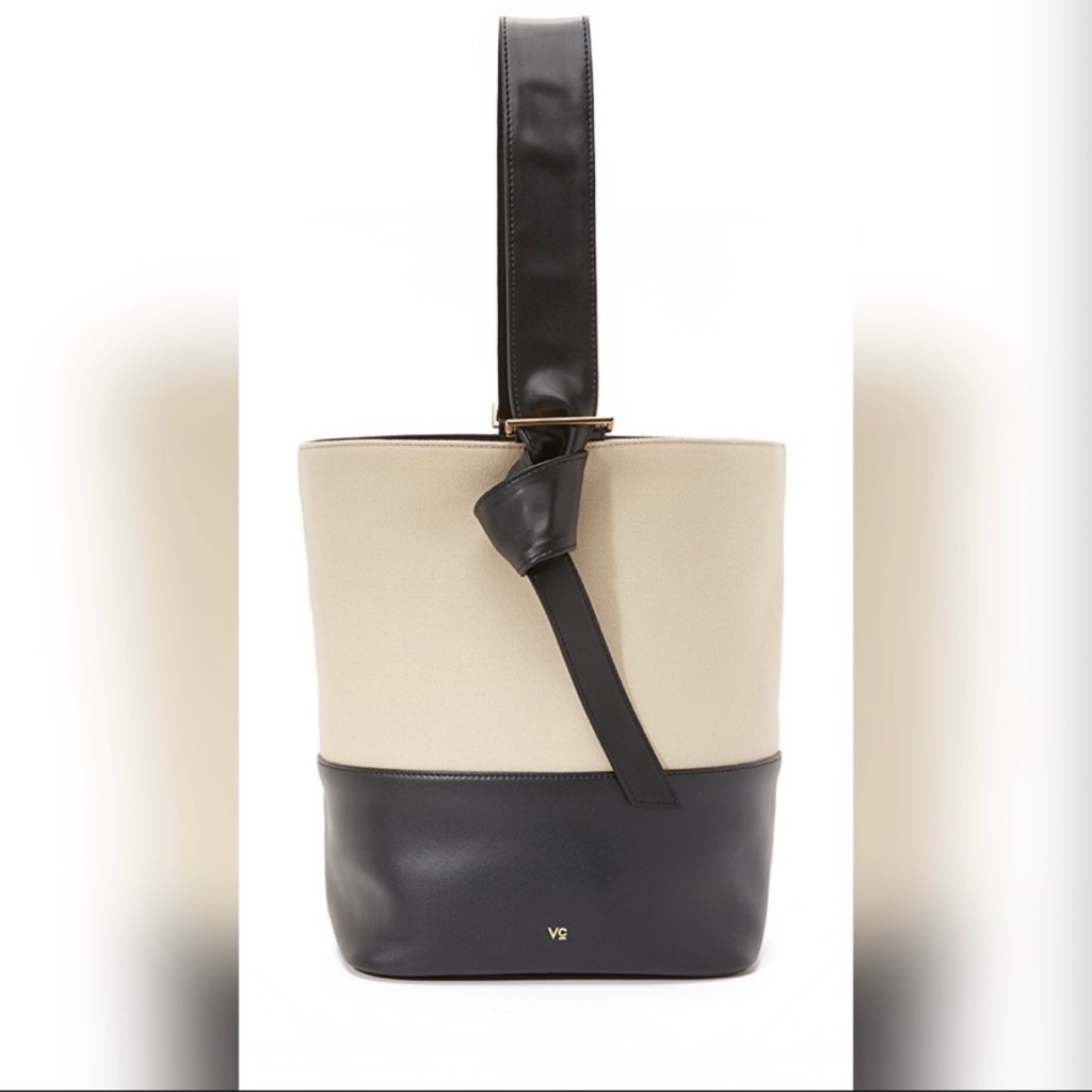 Vasic Anthropologie Canvas Boulder Bag Beige Black